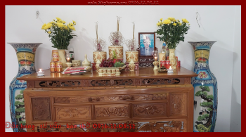 Bàn thờ An Gian gỗ gụ sơn màu trần